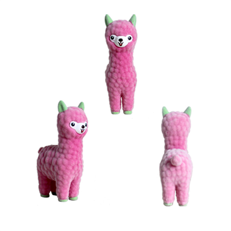 Mini Long Ọrun Llama flocking Lama Ifihan Toy3