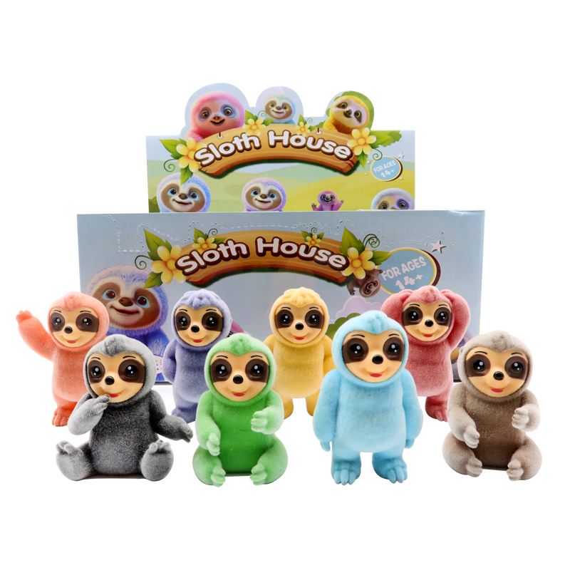 Flocked Sloth Figure Box