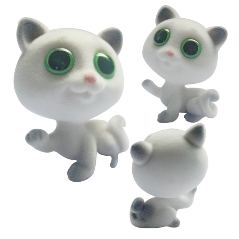 Mini Animal Plastic Pvc Figures Flocked Cat Collec4