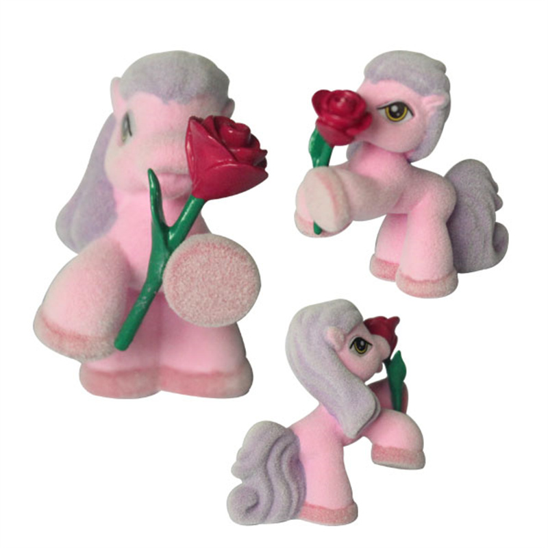 Mini Pony Toy for Kids Flocked Pony Figure with A 5