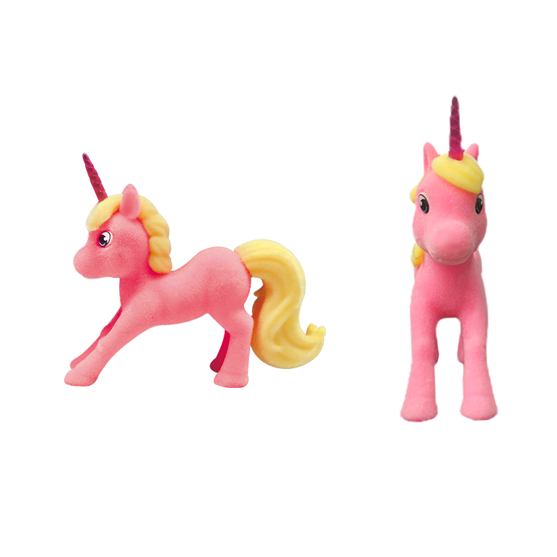 Flocked Rainbow Unicorn Figures