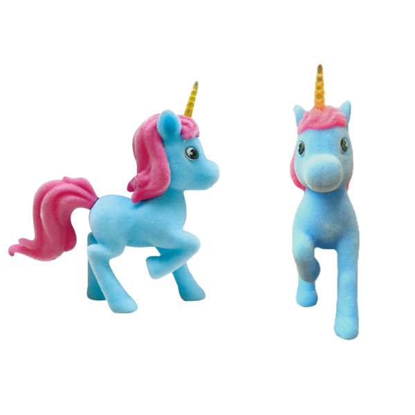 Flocked Rainbow Unicorn Figures