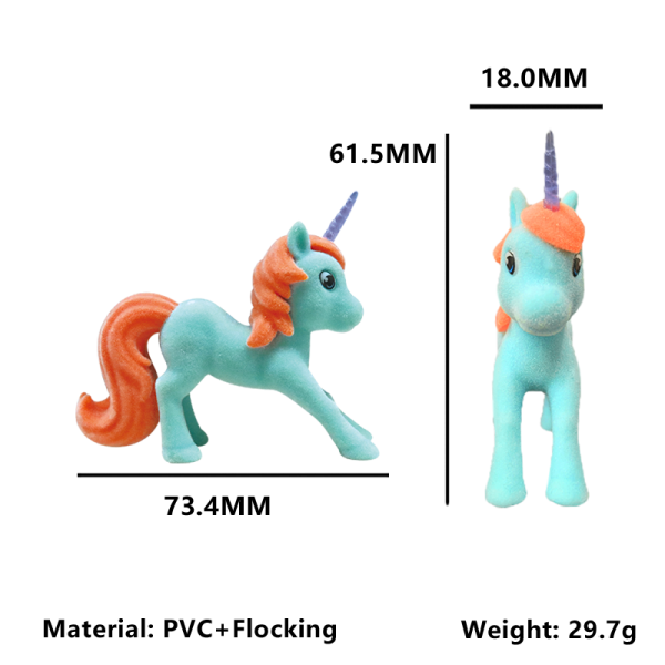Flocked Rainbow Unicorn Figures