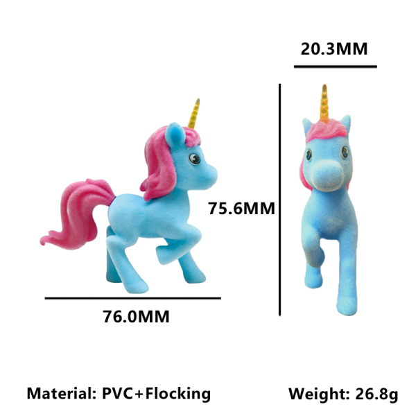 Flocked Rainbow Unicorn Figures