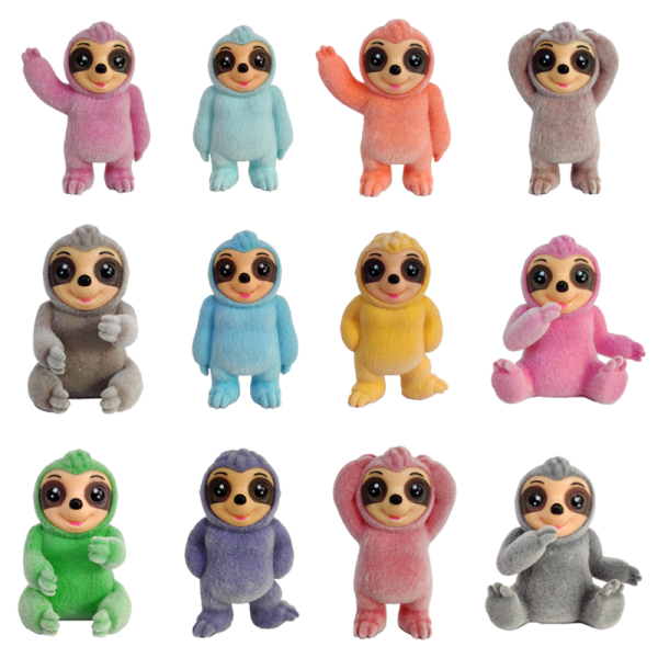 Flocked Sloth Figure Collection