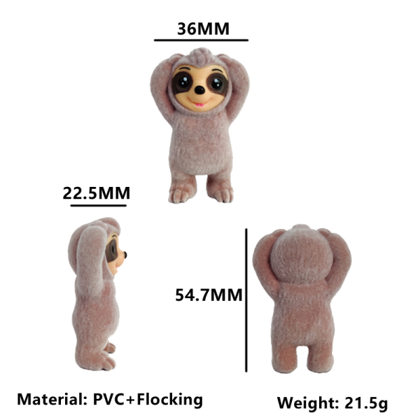 Flocked Sloth Figure