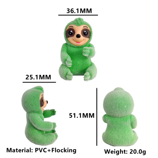Flocked Sloth Figure