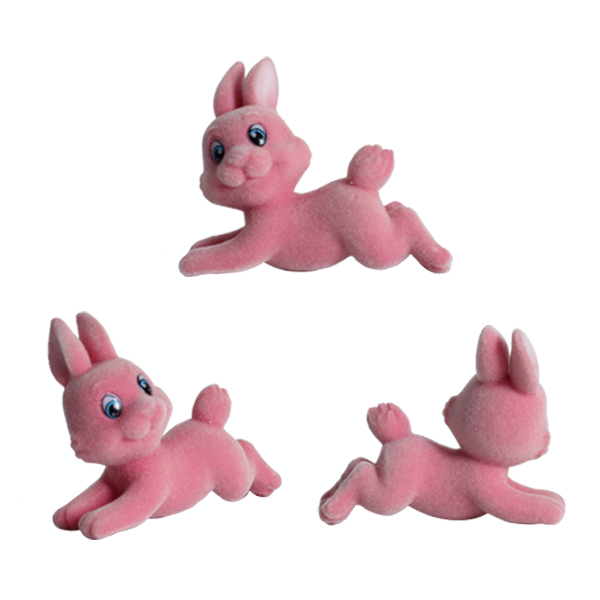pvc flocked rabbit figures